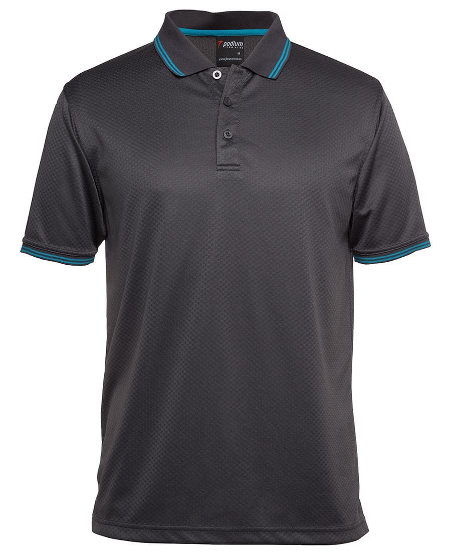 Jb's Jacquard Contrast Polo Shirt 7JCP in Charcoal/Aqua