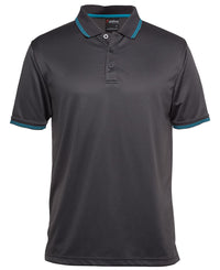 Jb's Jacquard Contrast Polo Shirt 7JCP in Charcoal/Aqua