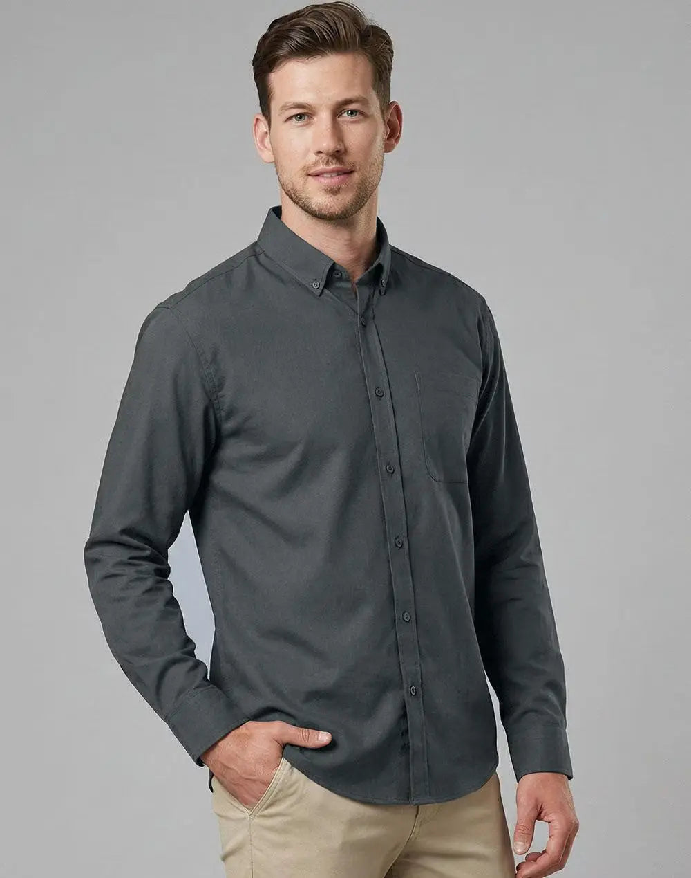 Benchmark Men's Smart Casual Cotton Blend Long Sleeve Shirt M7009L 