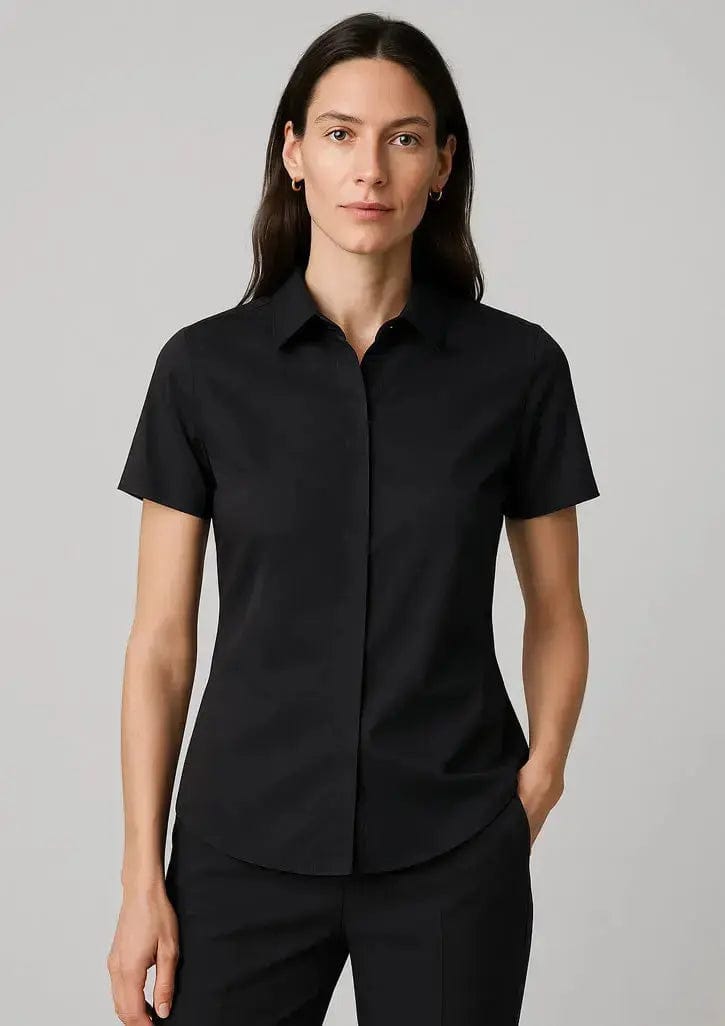 Biz Corporates Charlie Women's Short Sleeve Shirt RS968LS in Black