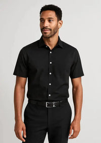 Biz Corporates Charlie Men's Classic Fit Short Sleeve Shirt RS968MS in Black