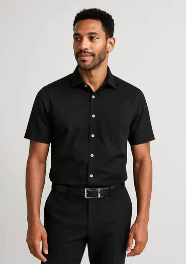 Biz Corporates Charlie Men's Classic Fit Short Sleeve Shirt RS968MS in Black