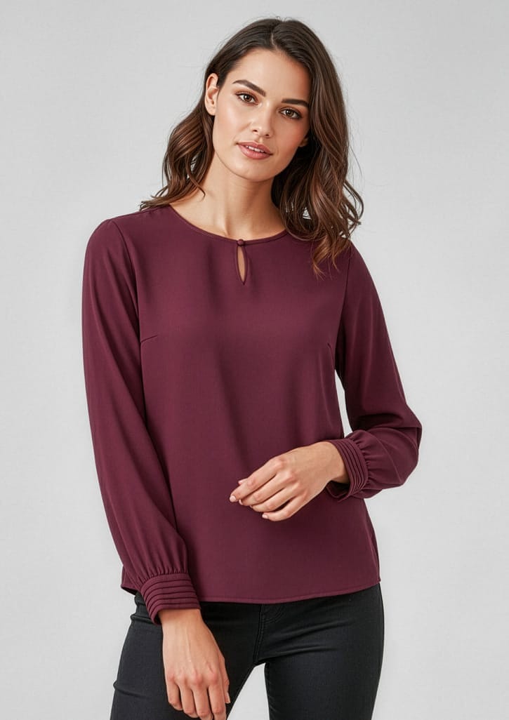 Biz Corporates Evelyn Long Sleeve Blouse RU569LL in Wine