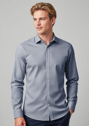 Biz Collection Men's Bristol Tailored Classic Long Sleeve Shirt S339ML in White/Navy
