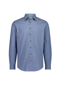 Biz Collection Men’s Fitzroy Classic Fit Long Sleeve Shirt S624M French Blue/White Stripe / XS