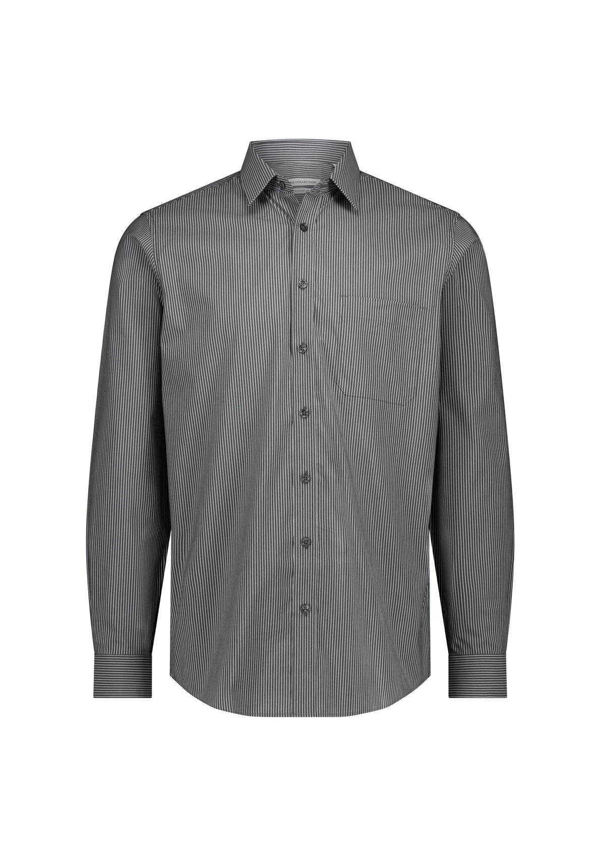 Biz Collection Men’s Fitzroy Classic Fit Long Sleeve Shirt S624M Slate/White Stripe / XS