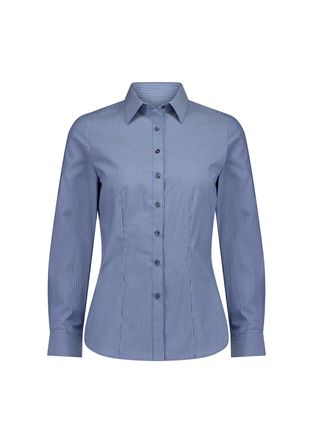 Biz Collection Women’s Fitzroy Long Sleeve Shirt S624W French Blue/White Stripe / 6