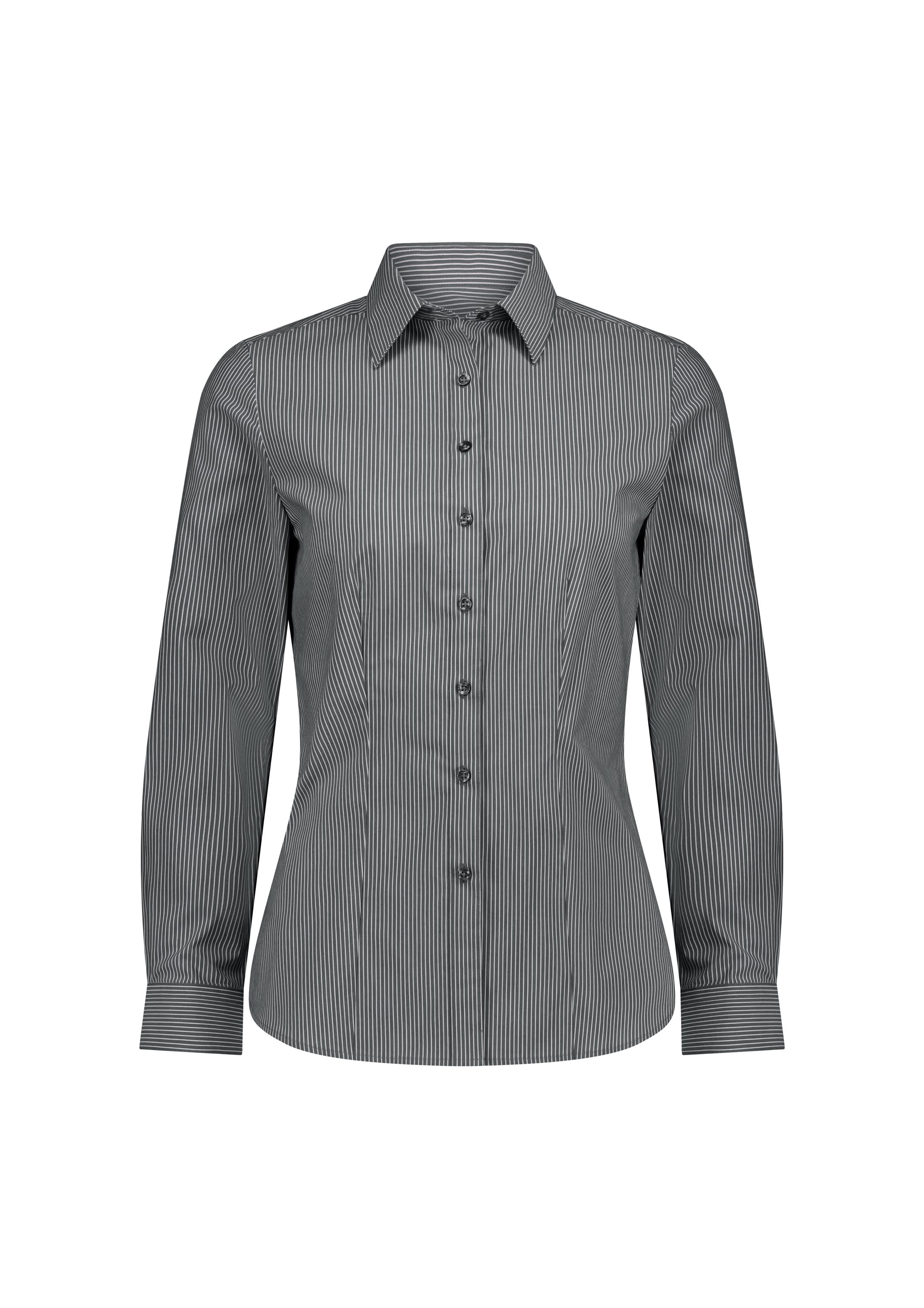 Biz Collection Women’s Fitzroy Long Sleeve Shirt S624W Slate/White Stripe / 6