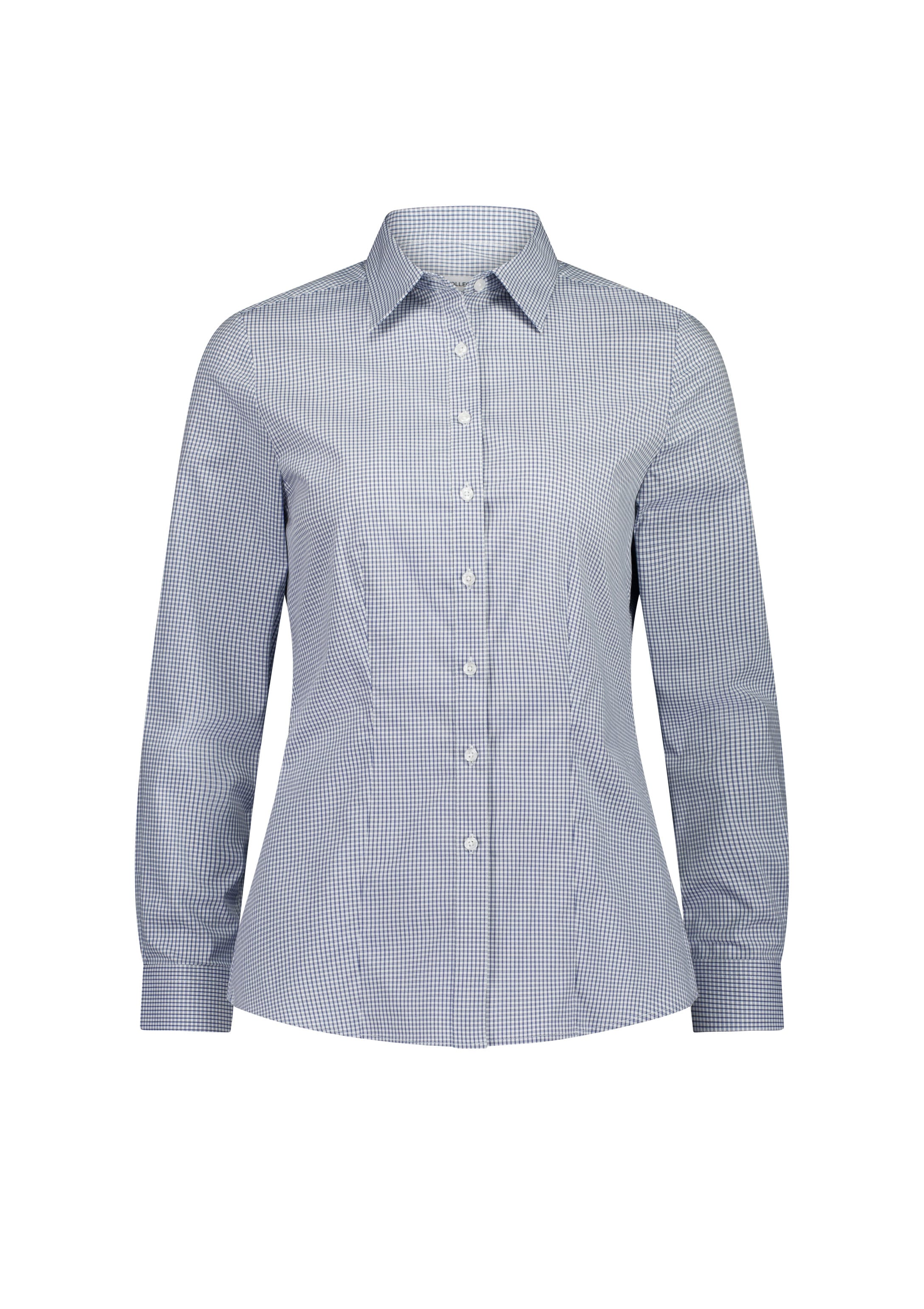 Biz Collection Women’s Fitzroy Long Sleeve Shirt S624W White/Navy Check / 6