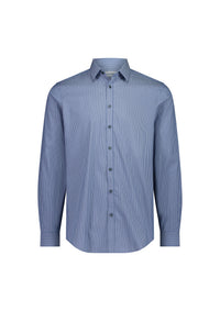 Biz Collection Men’s Fitzroy Slim Fit Long Sleeve Shirt S625M French Blue/White Stripe / XS