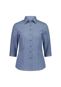 Biz Collection Women’s Fitzroy 3/4 Sleeve Shirt S636W French Blue/White Stripe / 6