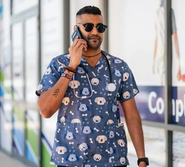 Softies Unisex Dog & Bone Scrubs Top DNBT01  Simply Scrubs Australia