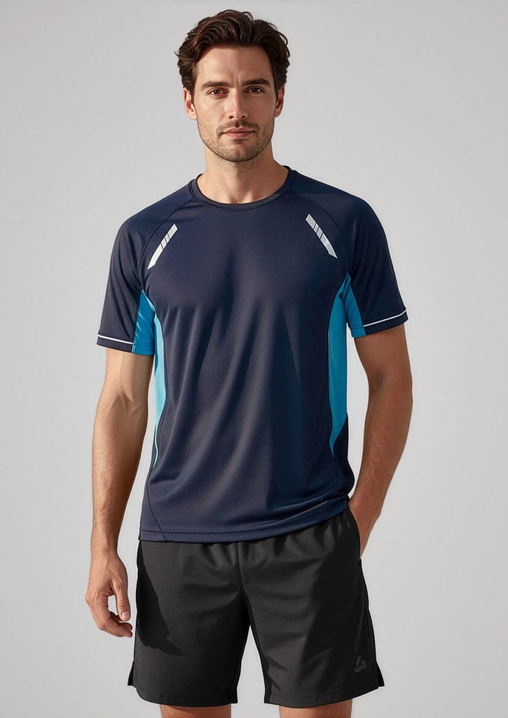 Biz Collection Men’s Renegade Tee T701MS in Navy/Sky/Silver