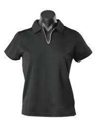 Aussie Pacific Ladies Yarra Polo Shirt 2302 Casual Wear Aussie Pacific Black/White 16-18 
