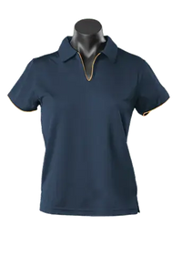 Aussie Pacific Ladies Yarra Polo Shirt 2302 Casual Wear Aussie Pacific Navy/Gold 16-18 