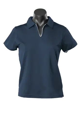 Aussie Pacific Ladies Yarra Polo Shirt 2302 Casual Wear Aussie Pacific Navy/White 16-18 
