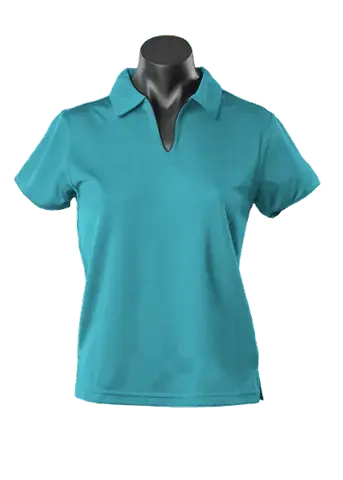 Aussie Pacific Ladies Yarra Polo Shirt 2302 Casual Wear Aussie Pacific Teal/Black 16-18 