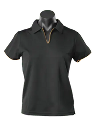Aussie Pacific Ladies Yarra Polo Shirt 2302 Casual Wear Aussie Pacific Black/Gold 16-18 