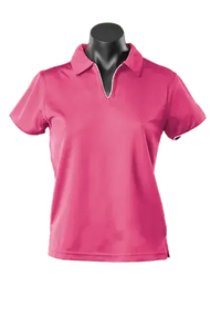 Aussie Pacific Ladies Yarra Polo Shirt 2302 Casual Wear Aussie Pacific Hot Pink/White 16-18 