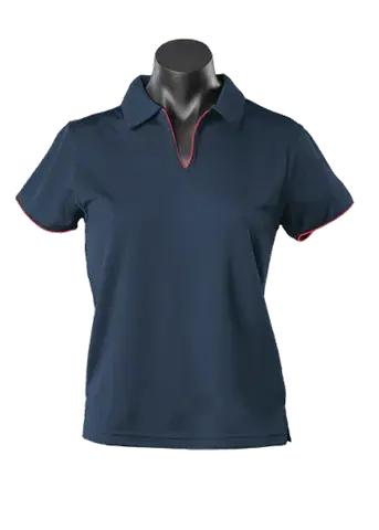 Aussie Pacific Ladies Yarra Polo Shirt 2302 Casual Wear Aussie Pacific Navy/Red 16-18 