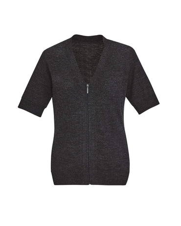 BizCare Women's Zip Front Short Sleeve Knit CK962LC