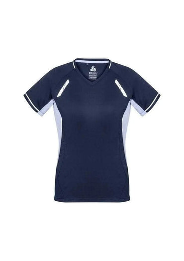 Biz Collection Women’s Renegade Tee T701LS in Navy/White/Silver