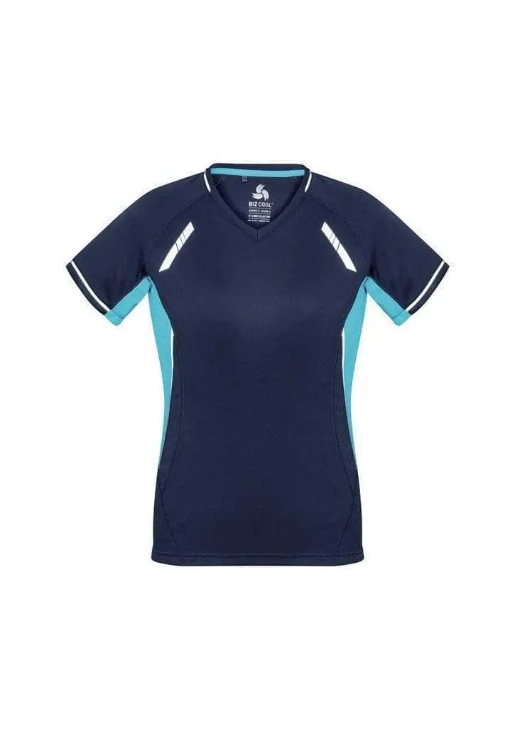 Biz Collection Women’s Renegade Tee T701LS in Navy/Sky/Silver