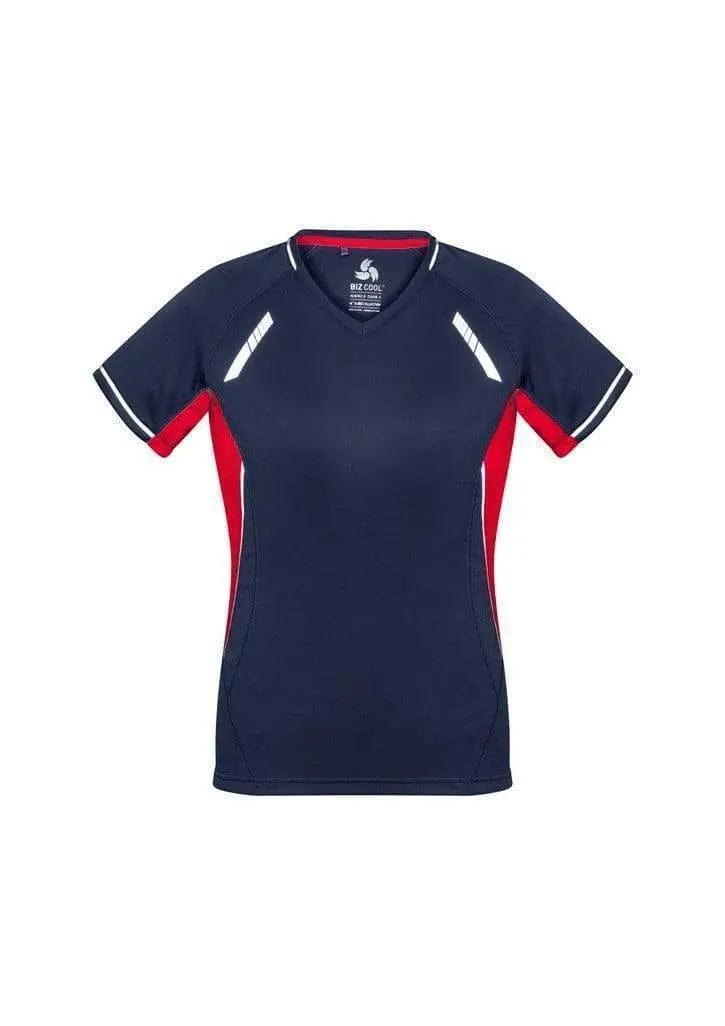 Biz Collection Women’s Renegade Tee T701LS in Navy/Red/Silver