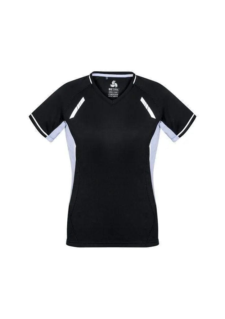 Biz Collection Women’s Renegade Tee T701LS in Black/White/Silver