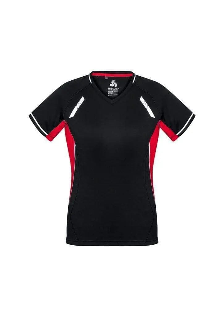 Biz Collection Women’s Renegade Tee T701LS in Black/Red/Silver