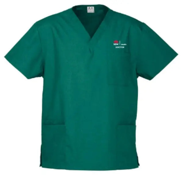 NSW Health Doctor UNISEX Hunter Green Scrub Top NSWH10612