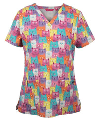 Jb's Wear Women's Printed Scrub Top 4STP1