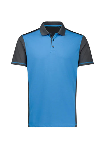 Biz Collection Dart Contrast Men's Polo P419MS in Grey/Cyan