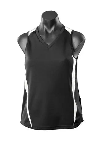 Aussie Pacific Eureka Women's Singlet 2104 in Black/White