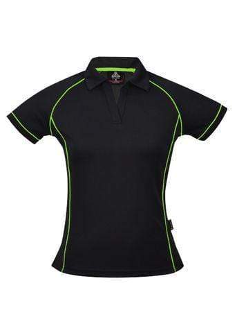 Aussie Pacific Casual Wear Black/Fluro Green / 6 AUSSIE PACIFIC ladies endeavour polo shirt - 2310