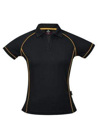 Aussie Pacific Casual Wear Black/Gold / 6 AUSSIE PACIFIC ladies endeavour polo shirt - 2310