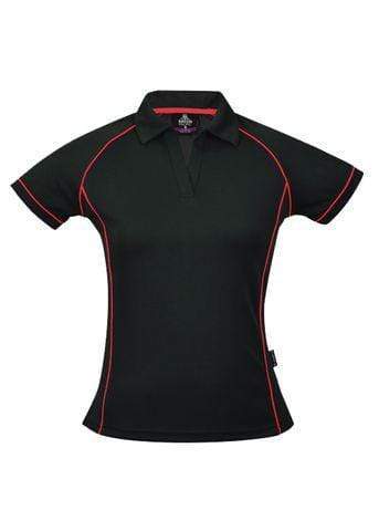 Aussie Pacific Casual Wear Black/Red / 6 AUSSIE PACIFIC ladies endeavour polo shirt - 2310