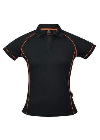 Aussie Pacific Casual Wear Black/Fluro Orange / 6 AUSSIE PACIFIC ladies endeavour polo shirt - 2310