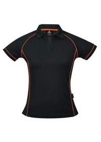 Aussie Pacific Casual Wear Black/Fluro Orange / 6 AUSSIE PACIFIC ladies endeavour polo shirt - 2310