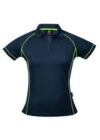 Aussie Pacific Casual Wear Navy/Fluro Green / 6 AUSSIE PACIFIC ladies endeavour polo shirt - 2310