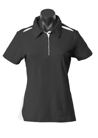 Aussie Pacific Casual Wear Black/White / 6 AUSSIE PACIFIC ladies paterson polo shirt - 2305