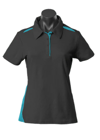 Aussie Pacific Casual Wear Black/Teal / 6 AUSSIE PACIFIC ladies paterson polo shirt - 2305