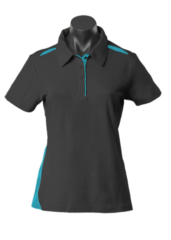 Aussie Pacific Casual Wear Black/Teal / 6 AUSSIE PACIFIC ladies paterson polo shirt - 2305