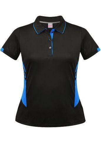 Aussie Pacific Casual Wear Black/Cyan / 6 AUSSIE PACIFIC ladies Tasman polo shirt - 2311
