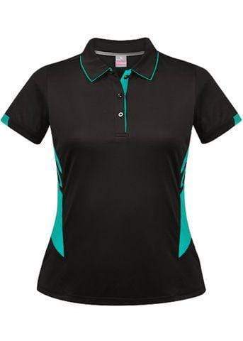 Aussie Pacific Casual Wear Black/Teal / 6 AUSSIE PACIFIC ladies Tasman polo shirt - 2311
