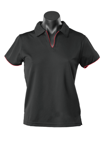 Aussie Pacific Casual Wear Black/Red / 8-10 AUSSIE PACIFIC ladies yarra polo shirt - 2302