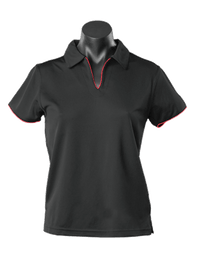Aussie Pacific Casual Wear Black/Red / 8-10 AUSSIE PACIFIC ladies yarra polo shirt - 2302