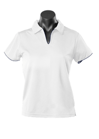 Aussie Pacific Casual Wear White/Navy / 8-10 AUSSIE PACIFIC ladies yarra polo shirt - 2302