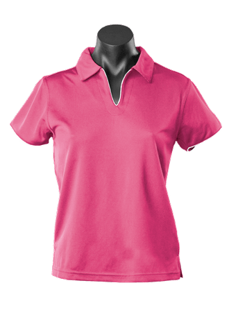 Aussie Pacific Casual Wear Hot Pink/White / 8-10 AUSSIE PACIFIC ladies yarra polo shirt - 2302