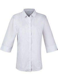 Aussie Pacific Corporate Wear White/Silver / 4 AUSSIE PACIFIC ladies Bayview 3/4 sleeve shirt 2906T